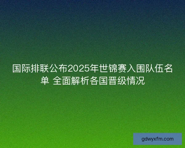 国际排联公布2025年世锦赛入围队伍名单 全面解析各国晋级情况